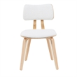 Jaguar Mid-Century Upholstered Dining Chair in White Boucle & Patterned Oak