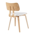 Jaguar Mid-Century Upholstered Dining Chair in White Boucle & Patterned Oak