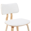 Jaguar Mid-Century Upholstered Dining Chair in White Boucle & Patterned Oak