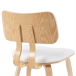 Jaguar Mid-Century Upholstered Dining Chair in White Boucle & Patterned Oak