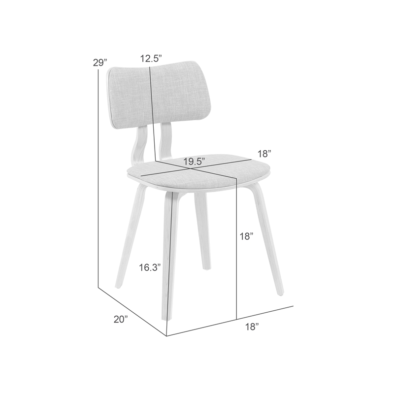 Jaguar Mid-Century Upholstered Dining Chair in White Boucle & Patterned Oak
