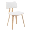 Jaguar Mid-Century Upholstered Dining Chair in White Boucle & Patterned Oak