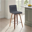 Vienna Counter Height Swivel Bar Stool with Black Seat and Walnut Wood Frame