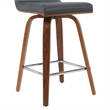 Vienna Counter Height Swivel Bar Stool with Black Seat and Walnut Wood Frame