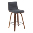Vienna Counter Height Swivel Bar Stool with Black Seat and Walnut Wood Frame