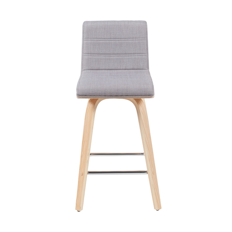Vienna Counter Height Swivel Bar Stool with Grey Seat & Oak Wood Frame- Set of 4