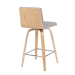 Vienna Counter Height Swivel Bar Stool with Grey Upholstered Seat/Oak Wood Frame