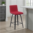 Vienna Counter Height Swivel Bar Stool with Red Seat and Brushed Wood Frame