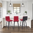 Vienna Counter Height Swivel Bar Stool with Red Seat and Brushed Wood Frame