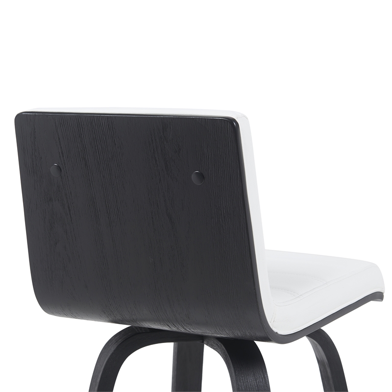 Vienna Counter Height Swivel Bar Stool w/ Snow White Faux Leather Seat/Black