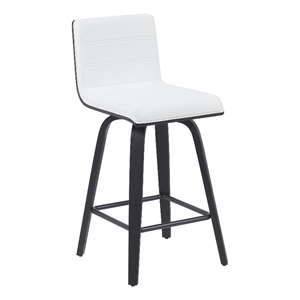 Vienna Counter Height Swivel Bar Stool w/ Snow White Faux Leather Seat/Black