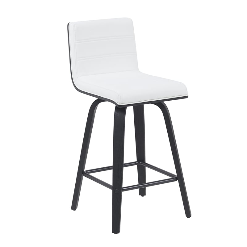 Vienna Counter Height Swivel Bar Stool w/ Snow White Faux Leather/Black-Set of 4