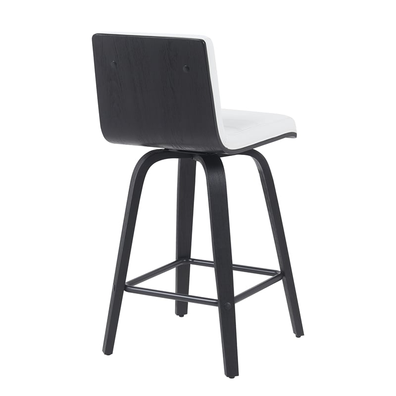 Vienna Counter Height Swivel Bar Stool w/ Snow White Faux Leather/Black-Set of 4