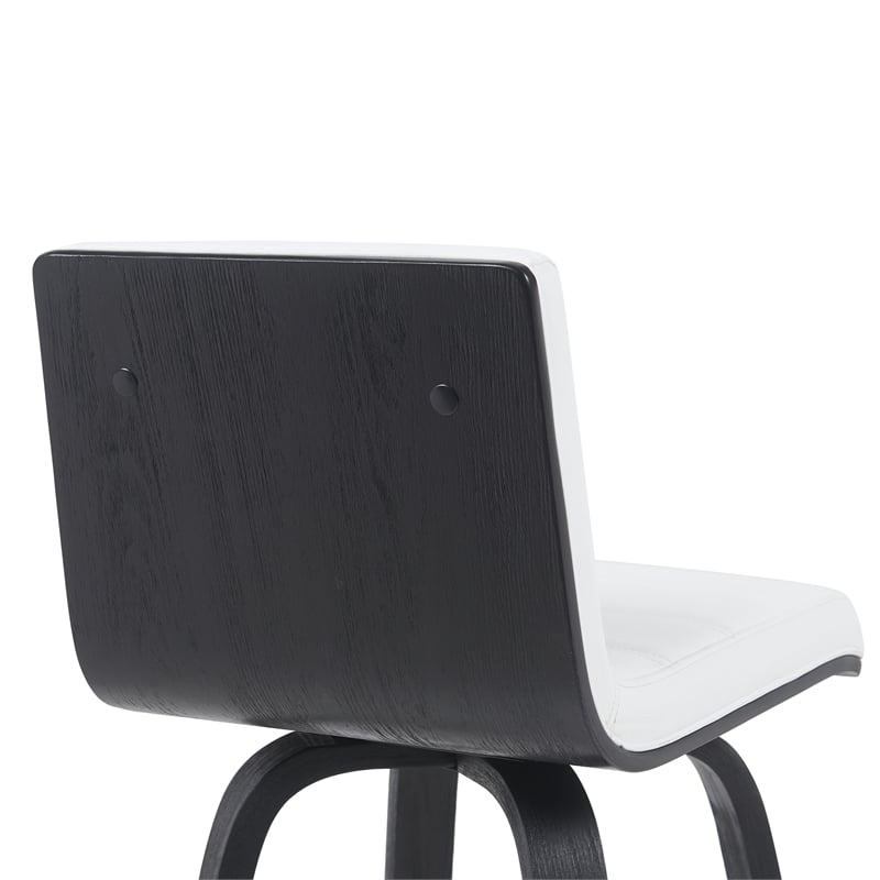 Vienna Counter Height Swivel Bar Stool w/ Snow White Faux Leather/Black-Set of 4
