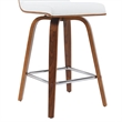 Vienna Counter Height Swivel Bar Stool - Snow White Faux Leather/Walnut-Set of 2