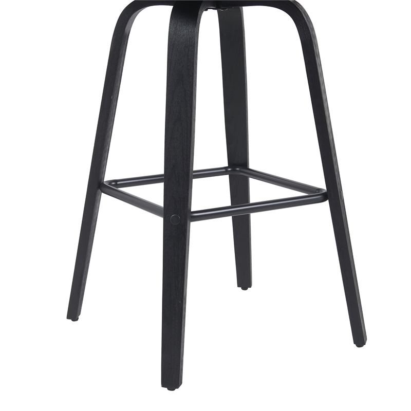Vienna Swivel Bar Height Stool w/ Black Faux Leather Seat & Black Wood- Set of 3