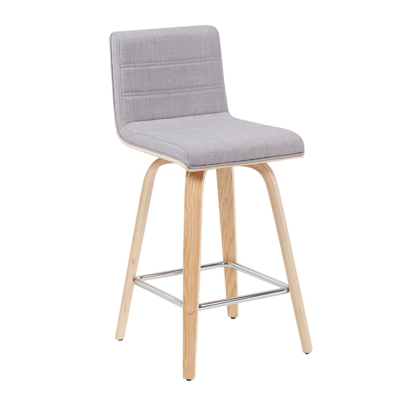 Vienna Counter Height Swivel Bar Stool with Grey Seat & Oak Wood Frame- Set of 3