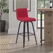 Vienna Swivel Bar Height Stool with Red Upholstered Seat and Brushed Wood Frame