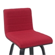 Vienna Swivel Bar Height Stool with Red Upholstered Seat and Brushed Wood Frame