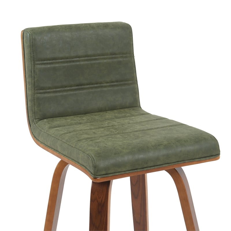 Vienna Counter Height Swivel Bar Stool - Vintage Green Seat/Walnut Wood-Set of 3