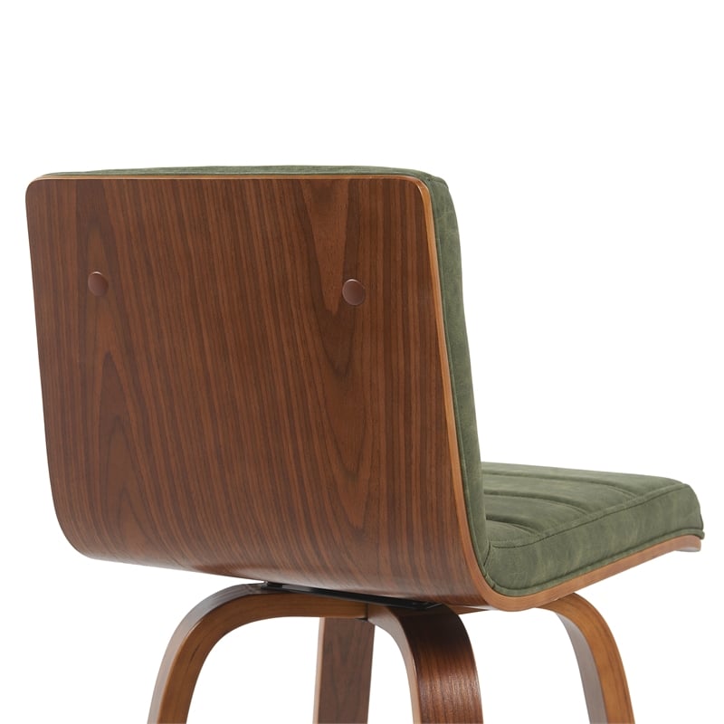 Vienna Counter Height Swivel Bar Stool - Vintage Green Seat/Walnut Wood-Set of 3