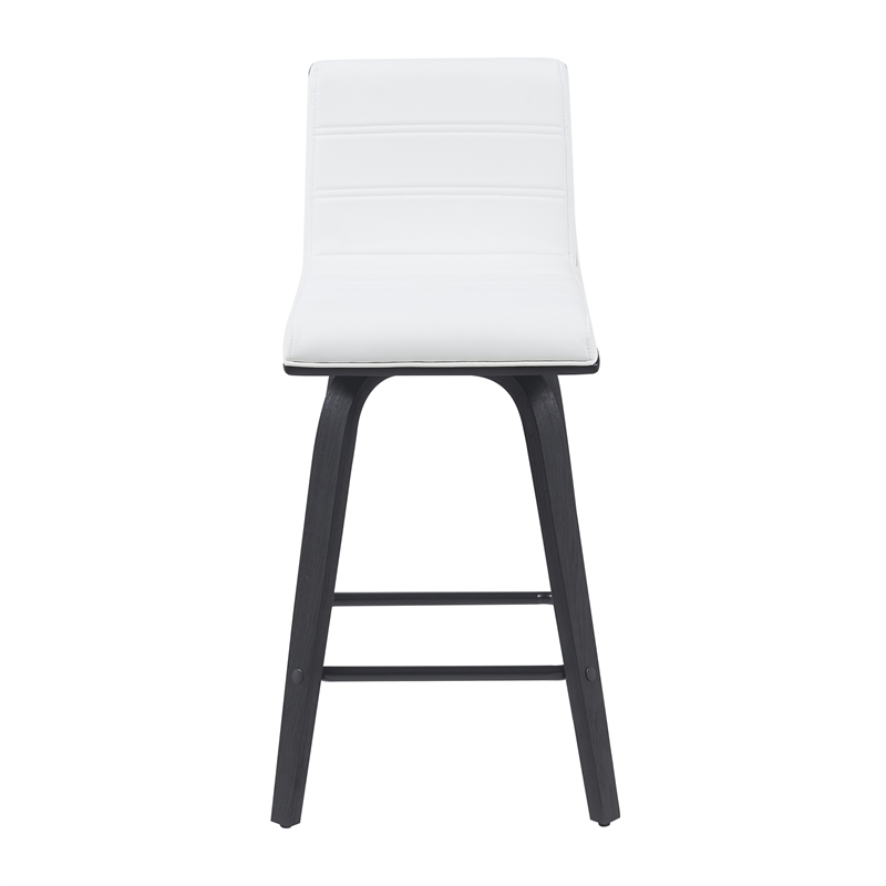 Vienna Counter Height Swivel Bar Stool w/ Snow White Faux Leather/Black-Set of 2