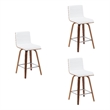 Vienna Counter Height Swivel Bar Stool in Snow White/Walnut Wood- Set of 3