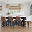 Vienna Counter Height Swivel Bar Stool with Snow Faux Leather & Walnut- Set of 4