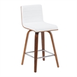 Vienna Counter Height Swivel Bar Stool with Snow Faux Leather & Walnut- Set of 4