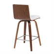 Vienna Counter Height Swivel Bar Stool with Snow Faux Leather & Walnut- Set of 4