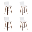Vienna Counter Height Swivel Bar Stool with Snow Faux Leather & Walnut- Set of 4