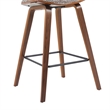 Fox Swivel Counter Height Bar Stool w/ Brown Seat & Walnut Wood Frame- Set of 4