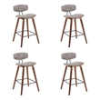 Fox Swivel Counter Height Bar Stool w/ Brown Seat & Walnut Wood Frame- Set of 4