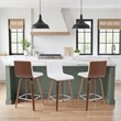 Vienna Counter Height Swivel Bar Stool with Snow White Faux Leather/Walnut Wood