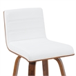 Vienna Counter Height Swivel Bar Stool with Snow White Faux Leather/Walnut Wood