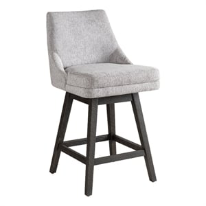 Branson Gray Solid Wood 26&quot Counter Height Swivel Barstool with Gray Fabric Seat