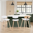 Fox Swivel Counter Height Bar Stool with White Seat and Oak Wood Frame