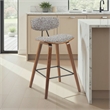 Fox Swivel Counter Height Bar Stool with Brown Seat & Walnut Wood Frame-Set of 3