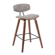 Fox Swivel Counter Height Bar Stool with Brown Seat & Walnut Wood Frame-Set of 3