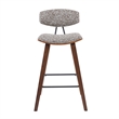 Fox Swivel Counter Height Bar Stool with Brown Seat & Walnut Wood Frame-Set of 3