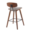 Fox Swivel Counter Height Bar Stool with Brown Seat & Walnut Wood Frame-Set of 3