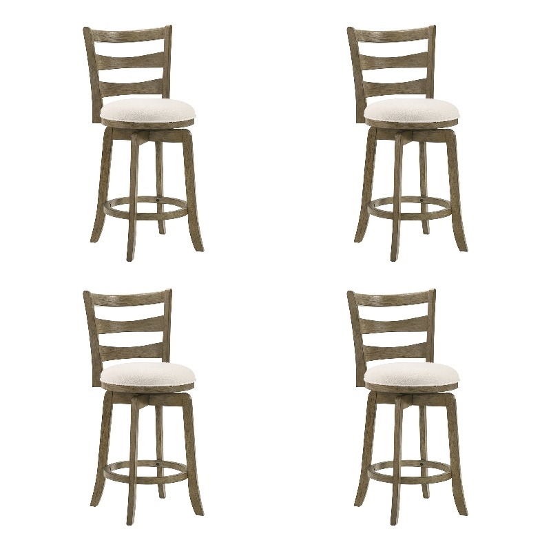 Melindra Swivel Wood Counter Height Bar Stool in Putty Brown/White - Set of 4