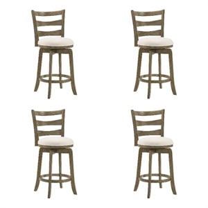 Melindra Swivel Wood Counter Height Bar Stool in Putty Brown/White - Set of 4