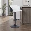 Montego Adjustable Swivel Barstool - Black Powder Coated/Snow White Faux Leather