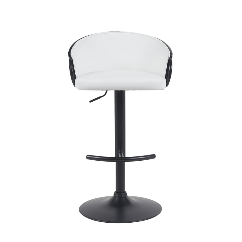Montego Adjustable Swivel Barstool - Black Powder Coated/Snow White Faux Leather