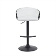 Montego Adjustable Swivel Barstool - Black Powder Coated/Snow White Faux Leather
