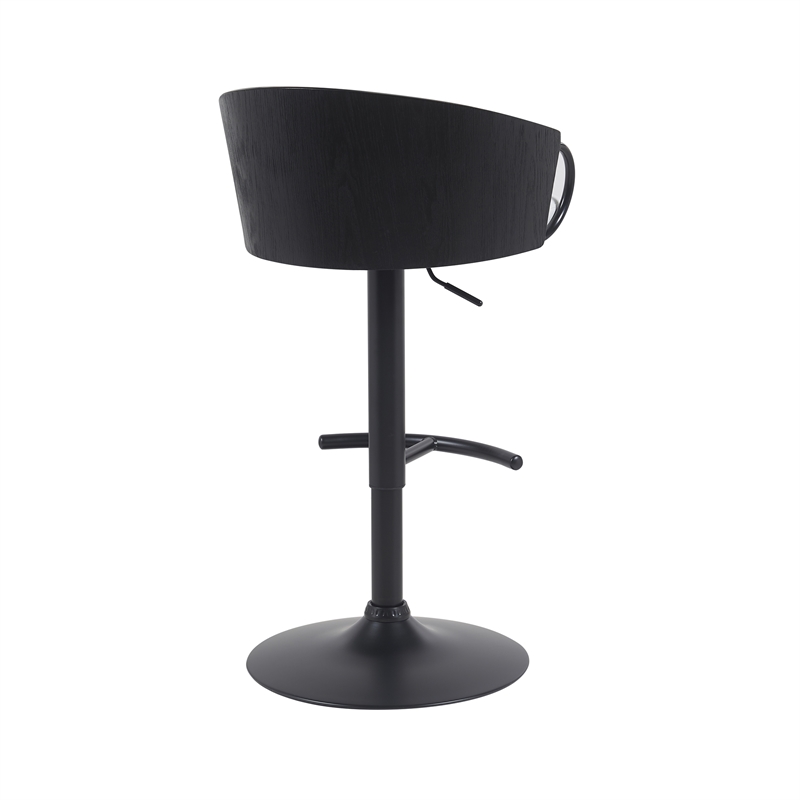 Montego Adjustable Swivel Barstool - Black Powder Coated/Snow White Faux Leather