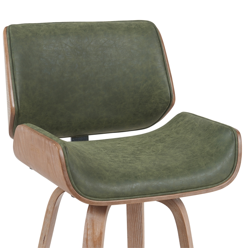 Tyler Swivel Bar Stool with White Wash Wood & Vintage Green Upholstery- Set of 4