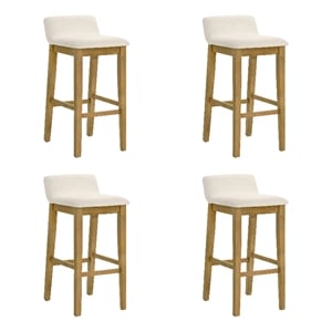 Annikah Wood Bar Height Bar Stool in Amber Glow/White Boucle Seat - Set of 4
