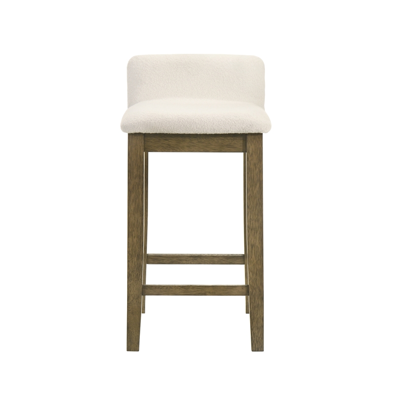 Annikah Wood Counter Height Bar Stool in Putty Brown/White Boucle Seat- Set of 4